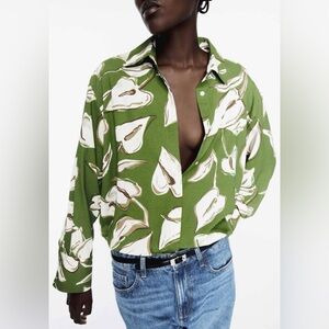 Zara Olive Leaf Print Shirt